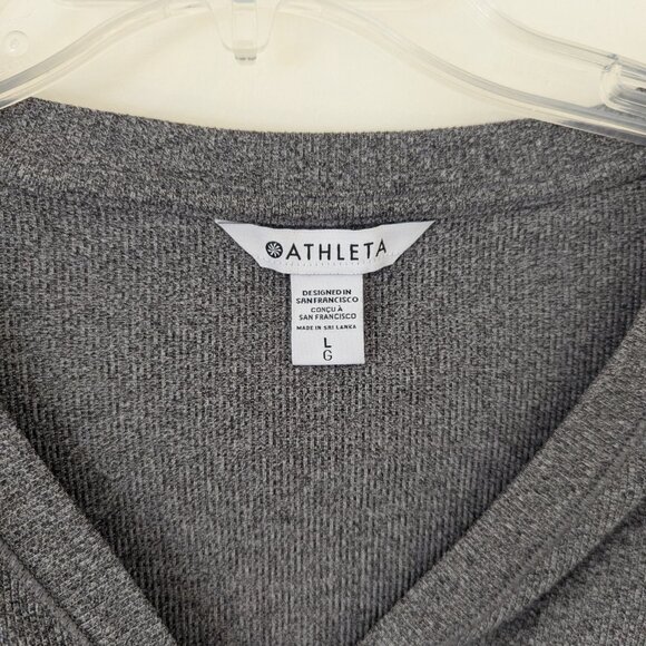 Athleta Uptempo Ribbed Henley Soft Knit Long Sleeve L Athleisure Loungewear - Picture 4 of 6